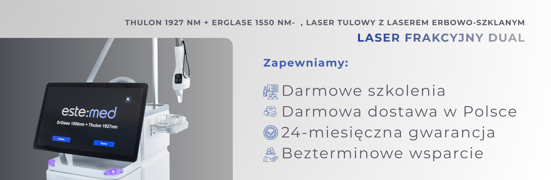 Thulon 1927 nm + ErGlase 1550 nm- laser frakcyjny DUAL , laser tulowy z laserem erbowo-szklanym 32