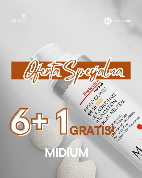Zestaw PHOTO GUARD SPF 50 SELF ADJUSTING FOUNDATION SERUM MEDIUM- FILTR + PODKŁAD 30 ML 6 + 1 GRATIS