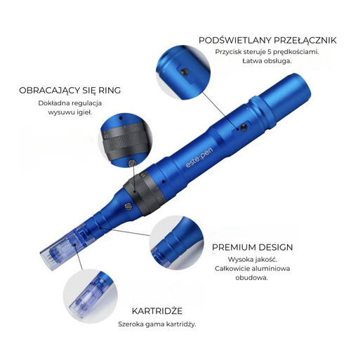 ZESTAW Este:pen Professional Microneedling System- urządzenie do mezoterapii mikroigłowej + 50 sz kartridży