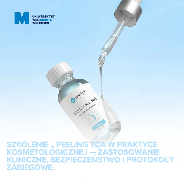 Szkolenie „ Peeling TCA w praktyce kosmetologicznej — zastosowanie kliniczne, bezpieczeństwo i protokoły zabiegowe”