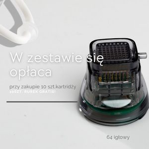 Zestaw Kartridż do RF mikroigłowy 64 pin izolowany 10 szt + 10 rurek do RF GRATIS